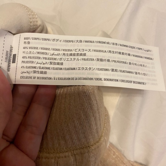 Abercrombie & Fitch Lounge Pants Small Ribbed Knit Joggers Tan Brown Satin Tie - Picture 4 of 4